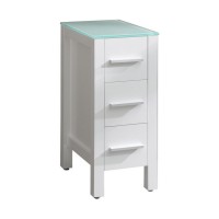 Stock Clearance 1 dollar for 12 inch white MDF bathroom side cabinet with glass top cover