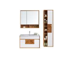 Salable wooden bathroom cabinet contain mirror cabinet and side cabinet